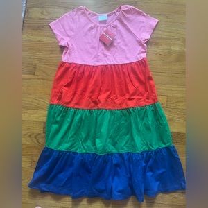 NWT Hanna Andersson Size 12 150 Pink Blue Green Red Short Sleeve Twirl Dress